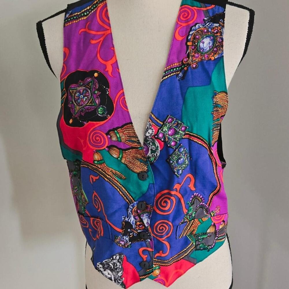 Clio vintage bold color vest multicolored abstract 90s 80s retro Small